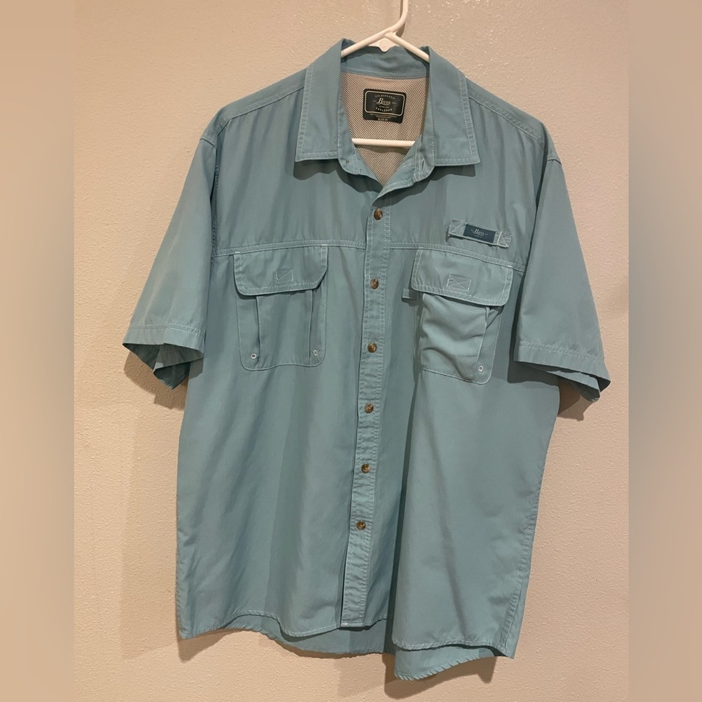 Bass Light Blue Short-Sleeve Casual Button-Down Shirt